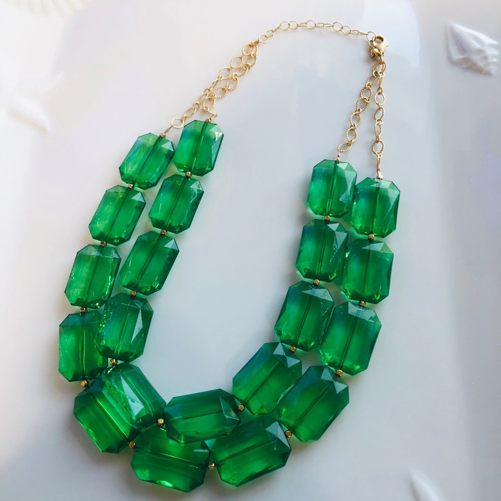NWOT- Hand Made Green Glass Necklace ๐บ - Picture 3 of 3